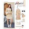 imageHomRain Womens Casual Spring Dress 34 Bell Sleeve Work Church ALine Dresses for Women 2025 Crewneck Knit Sweater OutfitsApricot