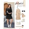 imageHomRain Womens Casual Spring Dress 34 Bell Sleeve Work Church ALine Dresses for Women 2025 Crewneck Knit Sweater OutfitsBlack
