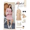 imageHomRain Womens Casual Spring Dress 34 Bell Sleeve Work Church ALine Dresses for Women 2025 Crewneck Knit Sweater OutfitsBlush