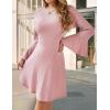 imageHomRain Womens Casual Spring Dress 34 Bell Sleeve Work Church ALine Dresses for Women 2025 Crewneck Knit Sweater OutfitsBlush