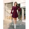 imageHomRain Womens Casual Spring Dress 34 Bell Sleeve Work Church ALine Dresses for Women 2025 Crewneck Knit Sweater OutfitsBurgundy