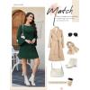 imageHomRain Womens Casual Spring Dress 34 Bell Sleeve Work Church ALine Dresses for Women 2025 Crewneck Knit Sweater OutfitsDarkgreen