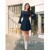 imageHomRain Womens Casual Spring Dress 34 Bell Sleeve Work Church ALine Dresses for Women 2025 Crewneck Knit Sweater OutfitsNavy
