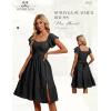 imageHomRain Womens Casual Wedding Dresses for Summer 2025 Vintage Graduation Square Neck Cocktail Beach Dress for Tea PartyBlack