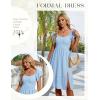 imageHomRain Womens Casual Wedding Dresses for Summer 2025 Vintage Graduation Square Neck Cocktail Beach Dress for Tea PartyBlue