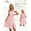 imageHomRain Womens Casual Wedding Dresses for Summer 2025 Vintage Graduation Square Neck Cocktail Beach Dress for Tea PartyBlush