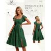 imageHomRain Womens Casual Wedding Dresses for Summer 2025 Vintage Graduation Square Neck Cocktail Beach Dress for Tea PartyDark Green