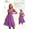 imageHomRain Womens Casual Wedding Dresses for Summer 2025 Vintage Graduation Square Neck Cocktail Beach Dress for Tea PartyGrape