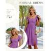 imageHomRain Womens Casual Wedding Dresses for Summer 2025 Vintage Graduation Square Neck Cocktail Beach Dress for Tea PartyGrape