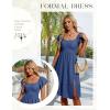 imageHomRain Womens Casual Wedding Dresses for Summer 2025 Vintage Graduation Square Neck Cocktail Beach Dress for Tea PartyGreyblue