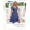 imageHomRain Womens Casual Wedding Dresses for Summer 2025 Vintage Graduation Square Neck Cocktail Beach Dress for Tea PartyGreyblue