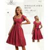 imageHomRain Womens Casual Wedding Dresses for Summer 2025 Vintage Graduation Square Neck Cocktail Beach Dress for Tea PartyRed