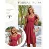 imageHomRain Womens Casual Wedding Dresses for Summer 2025 Vintage Graduation Square Neck Cocktail Beach Dress for Tea PartyRed