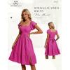 imageHomRain Womens Casual Wedding Dresses for Summer 2025 Vintage Graduation Square Neck Cocktail Beach Dress for Tea PartyRose