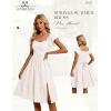 imageHomRain Womens Casual Wedding Dresses for Summer 2025 Vintage Graduation Square Neck Cocktail Beach Dress for Tea PartyWhite