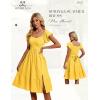 imageHomRain Womens Casual Wedding Dresses for Summer 2025 Vintage Graduation Square Neck Cocktail Beach Dress for Tea PartyYellow
