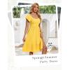 imageHomRain Womens Casual Wedding Dresses for Summer 2025 Vintage Graduation Square Neck Cocktail Beach Dress for Tea PartyYellow