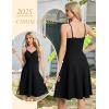 imageHomRain Womens Cocktail Party Dress VNeck ampamp Strap Dresses for Women Casual Swing Wedding Guest DressBlack