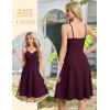 imageHomRain Womens Cocktail Party Dress VNeck ampamp Strap Dresses for Women Casual Swing Wedding Guest DressBurgundy