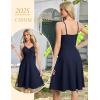 imageHomRain Womens Cocktail Party Dress VNeck ampamp Strap Dresses for Women Casual Swing Wedding Guest DressNavy