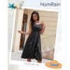 imageHomRain Womens Cocktail Tea Party Beach Dresses Formal Graduation Wedding Guest Chiffon Summer Evening Elegant Dress 2025Black