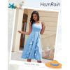 imageHomRain Womens Cocktail Tea Party Beach Dresses Formal Graduation Wedding Guest Chiffon Summer Evening Elegant Dress 2025Blue