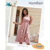 imageHomRain Womens Cocktail Tea Party Beach Dresses Formal Graduation Wedding Guest Chiffon Summer Evening Elegant Dress 2025Blush