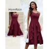 imageHomRain Womens Cocktail Tea Party Beach Dresses Formal Graduation Wedding Guest Chiffon Summer Evening Elegant Dress 2025Burgundy