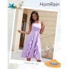 imageHomRain Womens Cocktail Tea Party Beach Dresses Formal Graduation Wedding Guest Chiffon Summer Evening Elegant Dress 2025Lavender