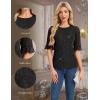 imageHomRain Womens Ruffle 34 Sleeve Sparkle Top Blouses Casual Shirts 2025 Crew Neck Glitter Night Out Tops for Elegant EveningBlack