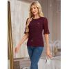 imageHomRain Womens Ruffle 34 Sleeve Sparkle Top Blouses Casual Shirts 2025 Crew Neck Glitter Night Out Tops for Elegant EveningBurgundy