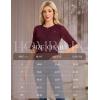 imageHomRain Womens Ruffle 34 Sleeve Sparkle Top Blouses Casual Shirts 2025 Crew Neck Glitter Night Out Tops for Elegant EveningBurgundy