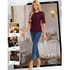 imageHomRain Womens Ruffle 34 Sleeve Sparkle Top Blouses Casual Shirts 2025 Crew Neck Glitter Night Out Tops for Elegant EveningBurgundy