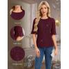 imageHomRain Womens Ruffle 34 Sleeve Sparkle Top Blouses Casual Shirts 2025 Crew Neck Glitter Night Out Tops for Elegant EveningBurgundy