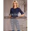 imageHomRain Womens Ruffle 34 Sleeve Sparkle Top Blouses Casual Shirts 2025 Crew Neck Glitter Night Out Tops for Elegant EveningNavy