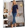 imageHomRain Womens Ruffle 34 Sleeve Sparkle Top Blouses Casual Shirts 2025 Crew Neck Glitter Night Out Tops for Elegant EveningNavy
