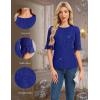 imageHomRain Womens Ruffle 34 Sleeve Sparkle Top Blouses Casual Shirts 2025 Crew Neck Glitter Night Out Tops for Elegant EveningRoyalblue