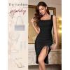 imageHomRain Womens Sexy Ruched Bodycon Midi Dresses Square Neck Sleeveless Ruffle Hem Cocktail Party DressesBlack