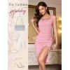 imageHomRain Womens Sexy Ruched Bodycon Midi Dresses Square Neck Sleeveless Ruffle Hem Cocktail Party DressesPink