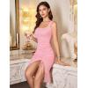 imageHomRain Womens Sexy Ruched Bodycon Midi Dresses Square Neck Sleeveless Ruffle Hem Cocktail Party DressesPink