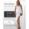 imageHomRain Womens Sexy Ruched Bodycon Midi Dresses Square Neck Sleeveless Ruffle Hem Cocktail Party DressesWhite