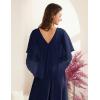 imageHomRain Womens Sleeveless Cape Dress with Chiffon Overlay Cocktail Formal Wedding Guest DressNavy