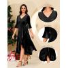 imageHomRain Womens Velvet Dress V Neck Bell Sleeve Fall Dress for Women Ruffle Split Christmas Party DressVelvetblack