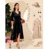 imageHomRain Womens Velvet Dress V Neck Bell Sleeve Fall Dress for Women Ruffle Split Christmas Party DressVelvetblack