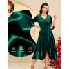 imageHomRain Womens Velvet Dress V Neck Bell Sleeve Fall Dress for Women Ruffle Split Christmas Party DressVelvetdarkgreen