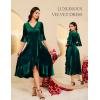 imageHomRain Womens Velvet Dress V Neck Bell Sleeve Fall Dress for Women Ruffle Split Christmas Party DressVelvetdarkgreen