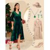 imageHomRain Womens Velvet Dress V Neck Bell Sleeve Fall Dress for Women Ruffle Split Christmas Party DressVelvetdarkgreen