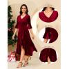imageHomRain Womens Velvet Dress V Neck Bell Sleeve Fall Dress for Women Ruffle Split Christmas Party DressVelvetdarkred