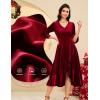 imageHomRain Womens Velvet Dress V Neck Bell Sleeve Fall Dress for Women Ruffle Split Christmas Party DressVelvetdarkred