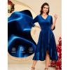 imageHomRain Womens Velvet Dress V Neck Bell Sleeve Fall Dress for Women Ruffle Split Christmas Party DressVelvetroyalblue